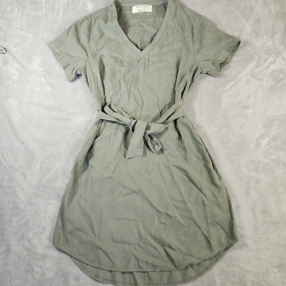 Cloth & Stone by Anthropologie Smocked Shirt Dress Green Sz XSP Preppy Coastal